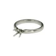 Solitairring witgoud 4 poot schuine zetting div. steenmaat