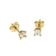 Oorknoppen CZ 33 geelgoud chaton zirkonia 4,00 mm