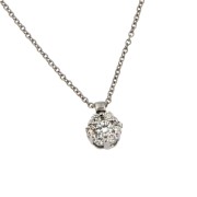 Collier diamant bloem hanger inclusief collier 42-45 cm HSI 0,10 ct witgoud