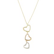 Collier Drie Hangers Hartje zirkonia tricolor