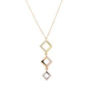 Collier Drie Hangers Vierkant zirkonia tricolor